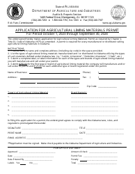Document preview: Application for Agricultural Liming Materials Permit - Alabama, 2024