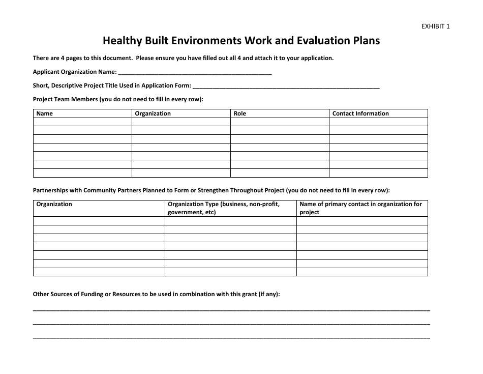 Exhibit 1 Healthy Built Environments Work and Evaluation Plans - Tennessee, Page 1