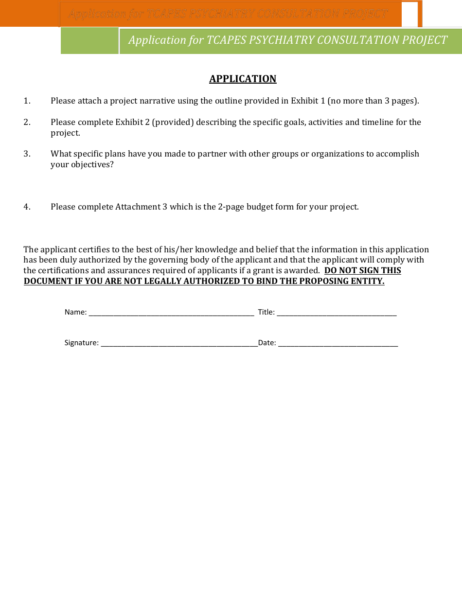 Attachment 1 Application for Tcapes Psychiatry Consultation Project - Tennessee, Page 2