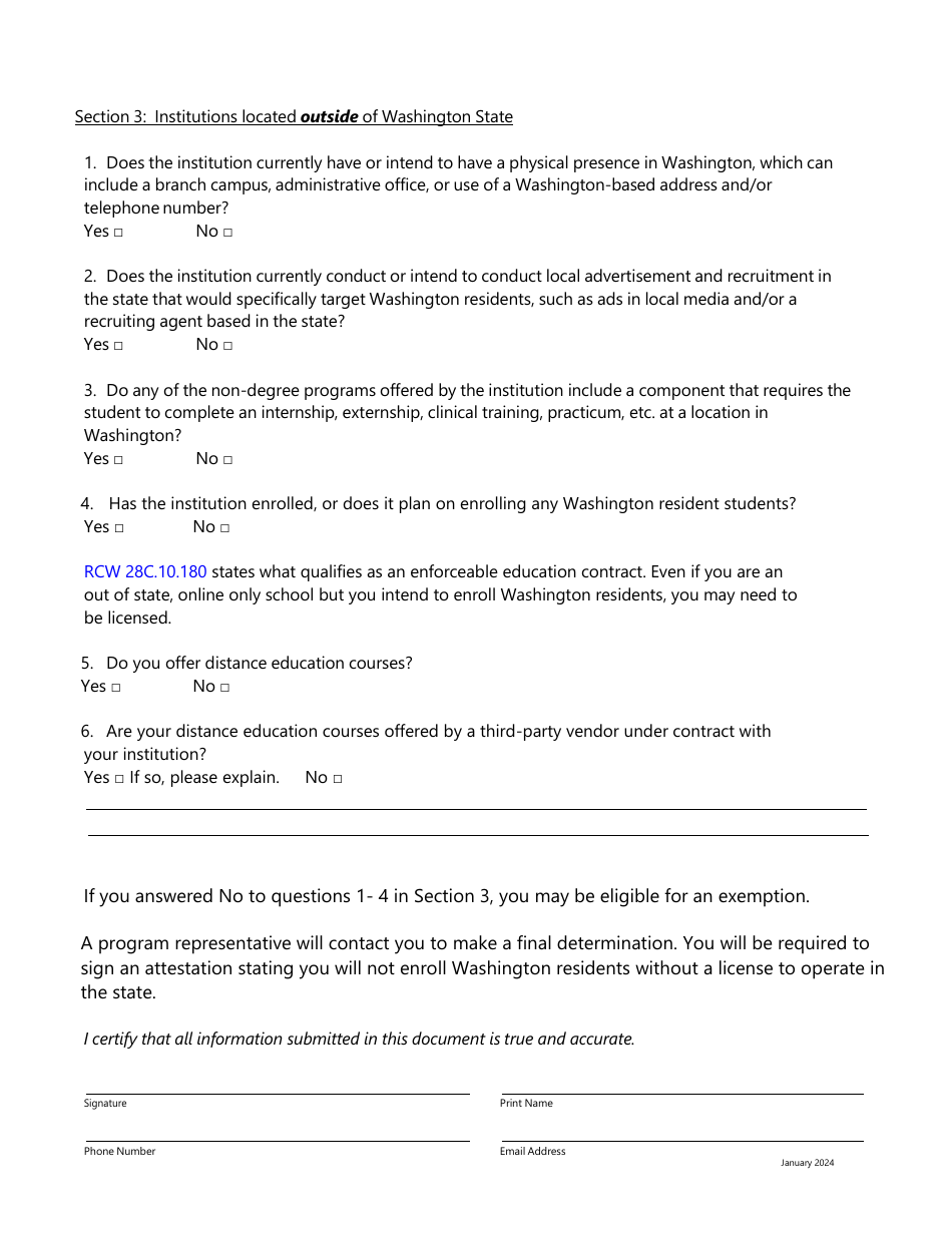 Pvsa License Determination Questionnaire - Washington, Page 3