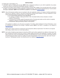 Form MV-63 Change of Address - Pennsylvania, Page 2