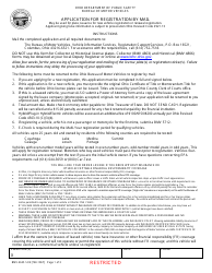 Document preview: Form BMV4625 Application for Registration by Mail - Ohio