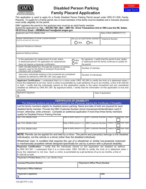 Form 735-265  Printable Pdf