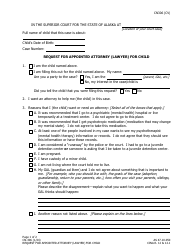 Document preview: Form CN-306 Request for Appointed Attorney (Lawyer) for Child - Alaska