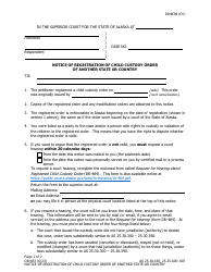 Document preview: Form DR-483 Notice of Registration of Child Custody Order of Another State or Country - Alaska