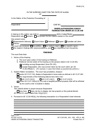 Form PG-420 Order Authorizing Single Transaction Under as 13.26.440 - Alaska