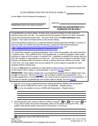 Document preview: Form PG-100 Petition for Appointment of a Guardian for an Adult - Alaska