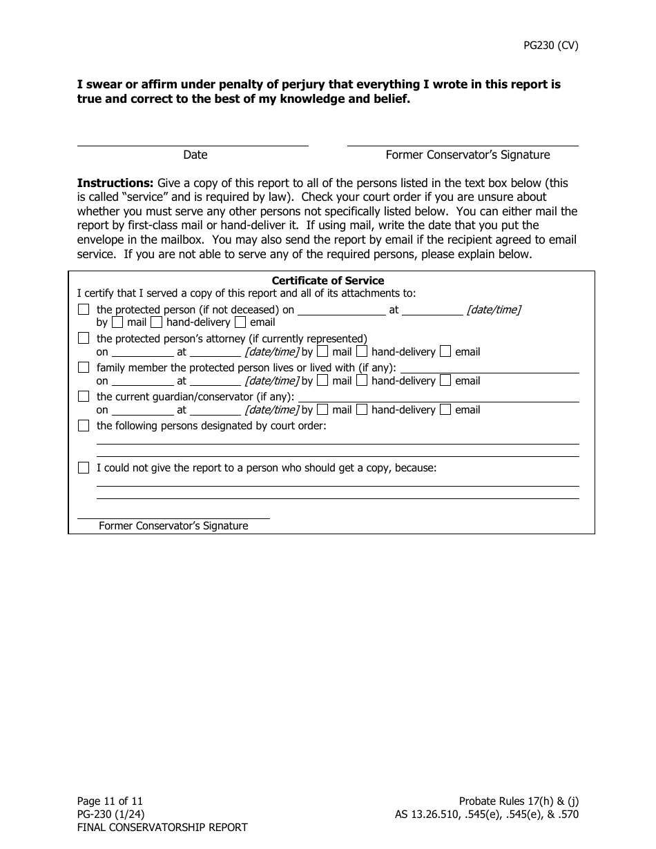 Form PG-230 Final Conservatorship Report - Alaska, Page 12