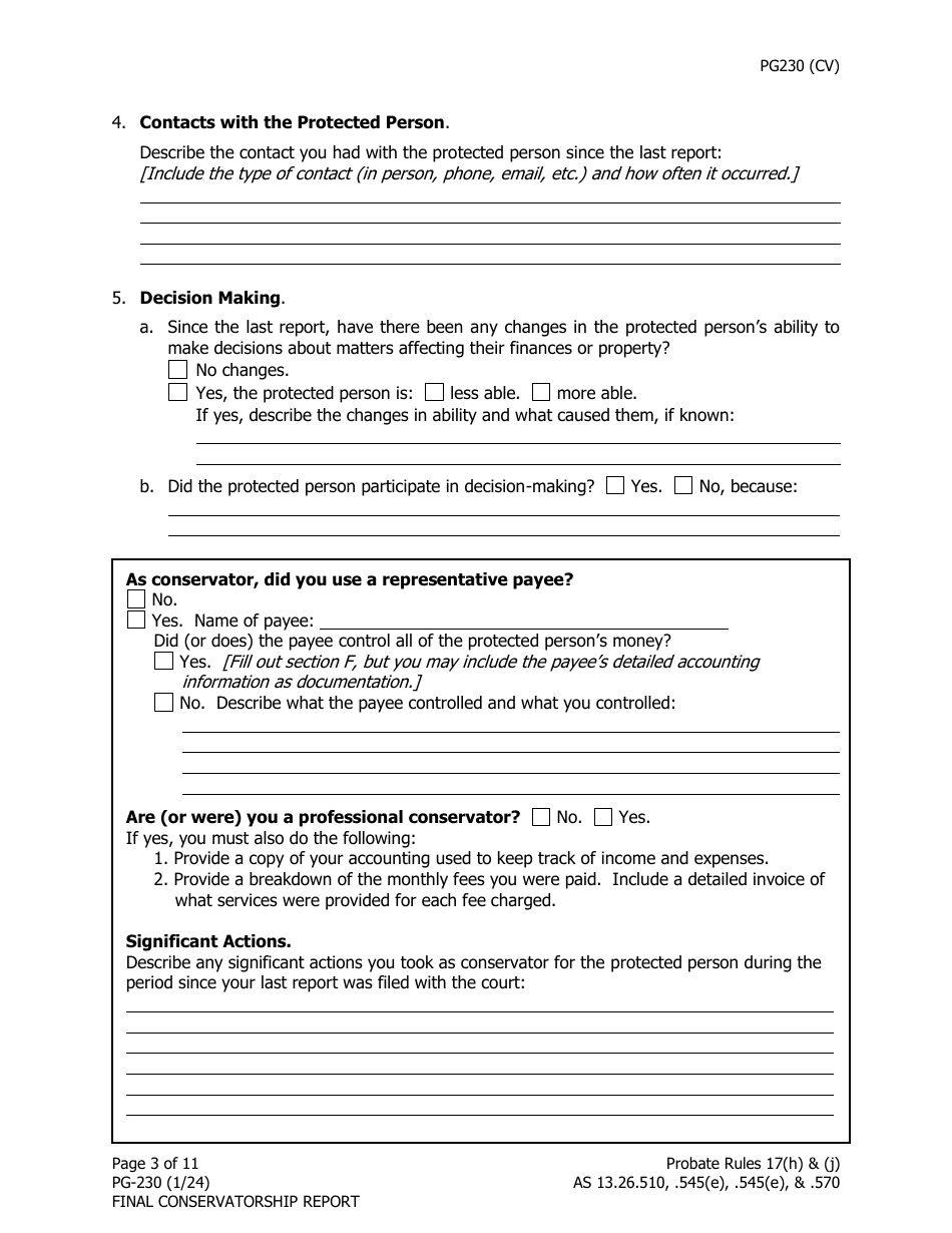 Form PG-230 Final Conservatorship Report - Alaska, Page 4