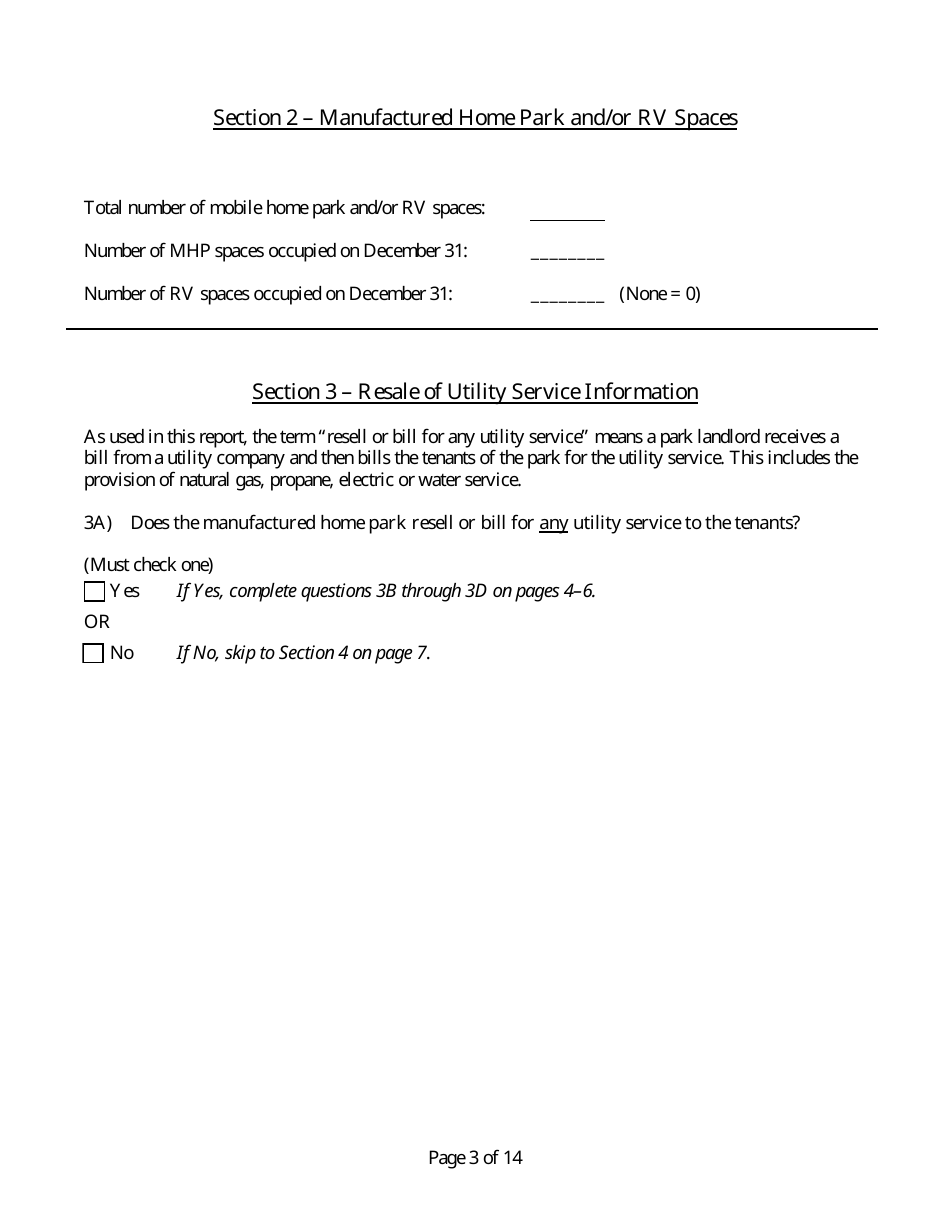 Manufactured Home Park Annual Report - Nevada, Page 4