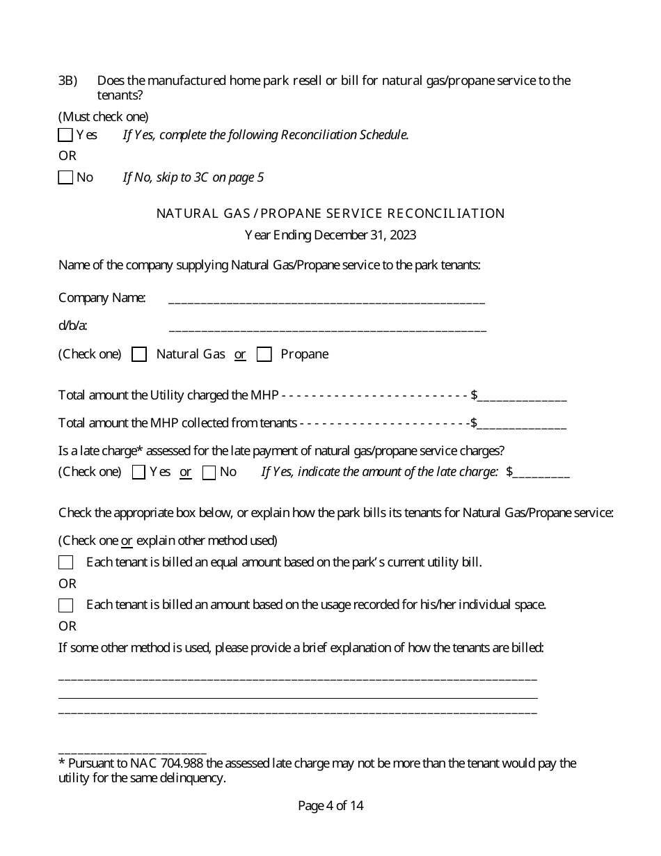 Manufactured Home Park Annual Report - Nevada, Page 5
