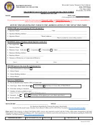 Document preview: Transient Occupancy Tax Registration Form - Riverside County, California