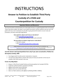 Form CHC701 Instructions - Answer to Petition to Establish Third Party Custody of a Child and Counterpetition for Custody - Minnesota