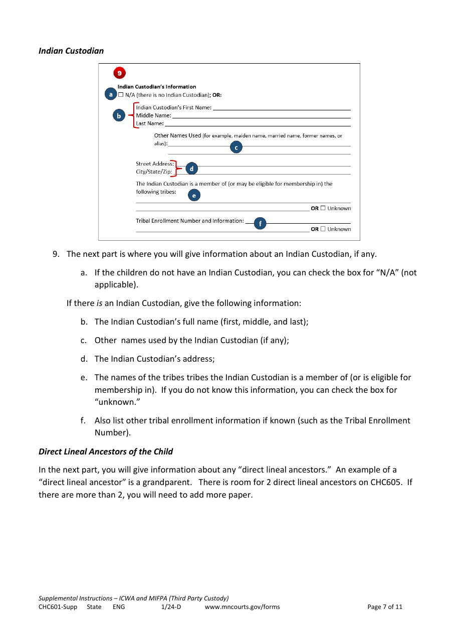 Form CHC601-SUPP Instructions - Icwa and Mifpa - Third Party Custody - Minnesota, Page 7