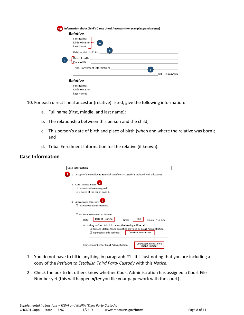 Form CHC601-SUPP Instructions - Icwa and Mifpa - Third Party Custody - Minnesota, Page 8