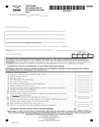 Maryland Form 504D (COM/RAD-068) Fiduciary Declaration of Estimated Income Tax - Maryland