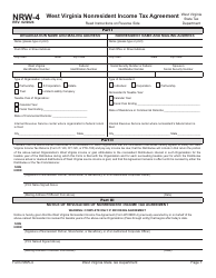 Document preview: Form NRW-4 West Virginia Nonresident Income Tax Agreement - West Virginia