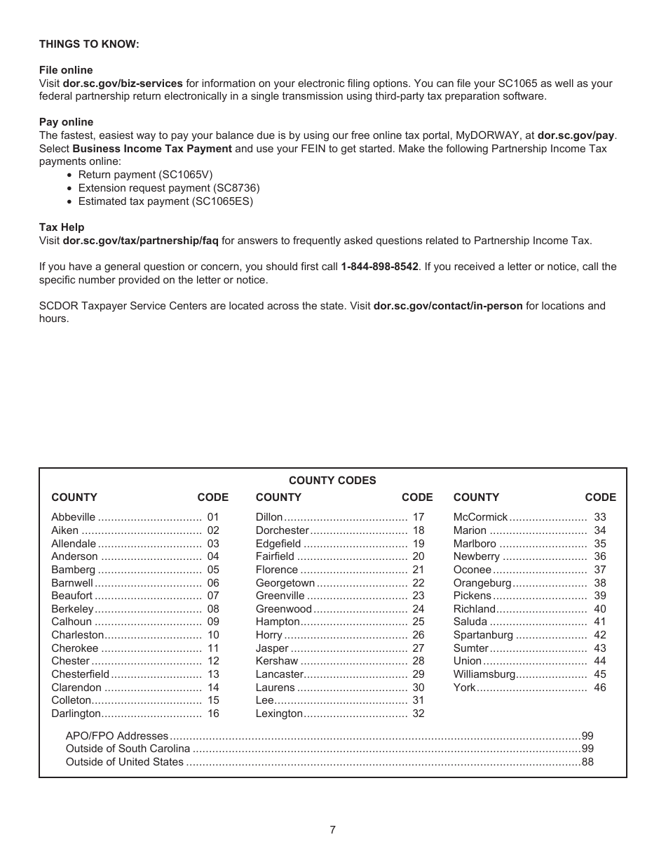 Form SC1065 Partnership Return - South Carolina, Page 9