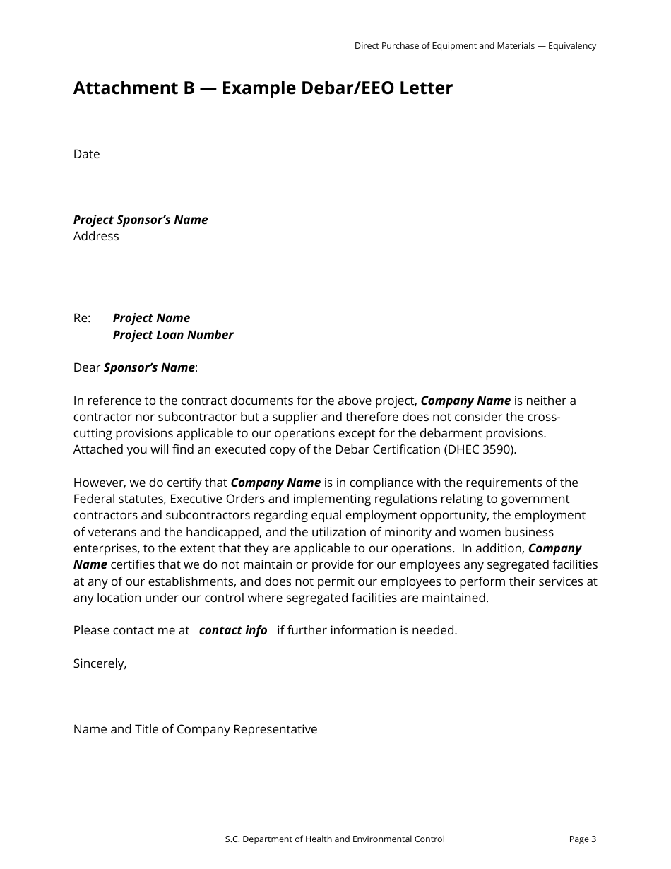 Guide to Direct Purchase of Equipment and Materials - Equivalency - South Carolina, Page 3