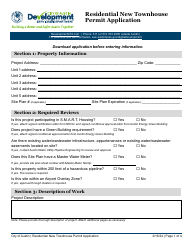 Document preview: Residential New Townhouse Permit Application - City of Austin, Texas