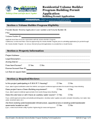 Building Permit Application - Residential Volume Builder Program - City of Austin, Texas