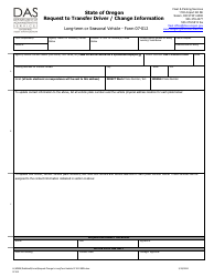 Document preview: Form 07-012 Request to Transfer Driver/Change Information - Long-Term or Seasonal Vehicle - Oregon