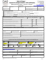 Document preview: Form 07-011 Request for Assigned Vehicle/Suv Justification - Oregon