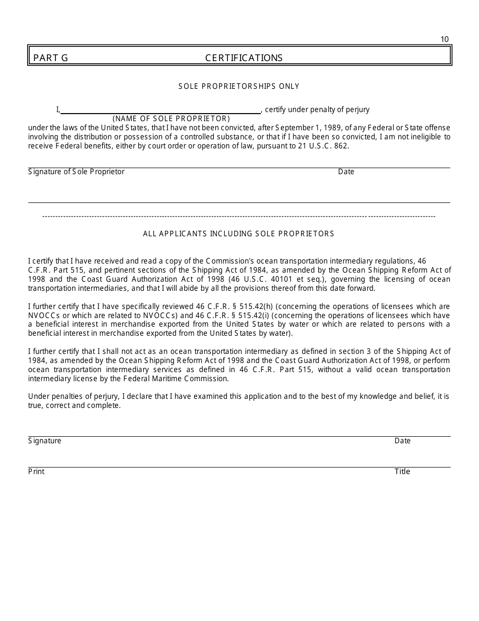 Form FMC-18 Ocean Transportation Intermediary License Application Worksheet, Page 17