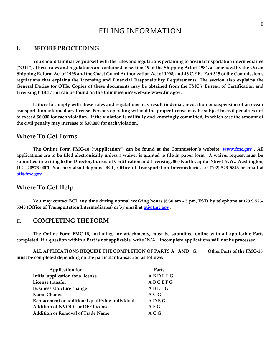 Form FMC-18 Ocean Transportation Intermediary License Application Worksheet, Page 3
