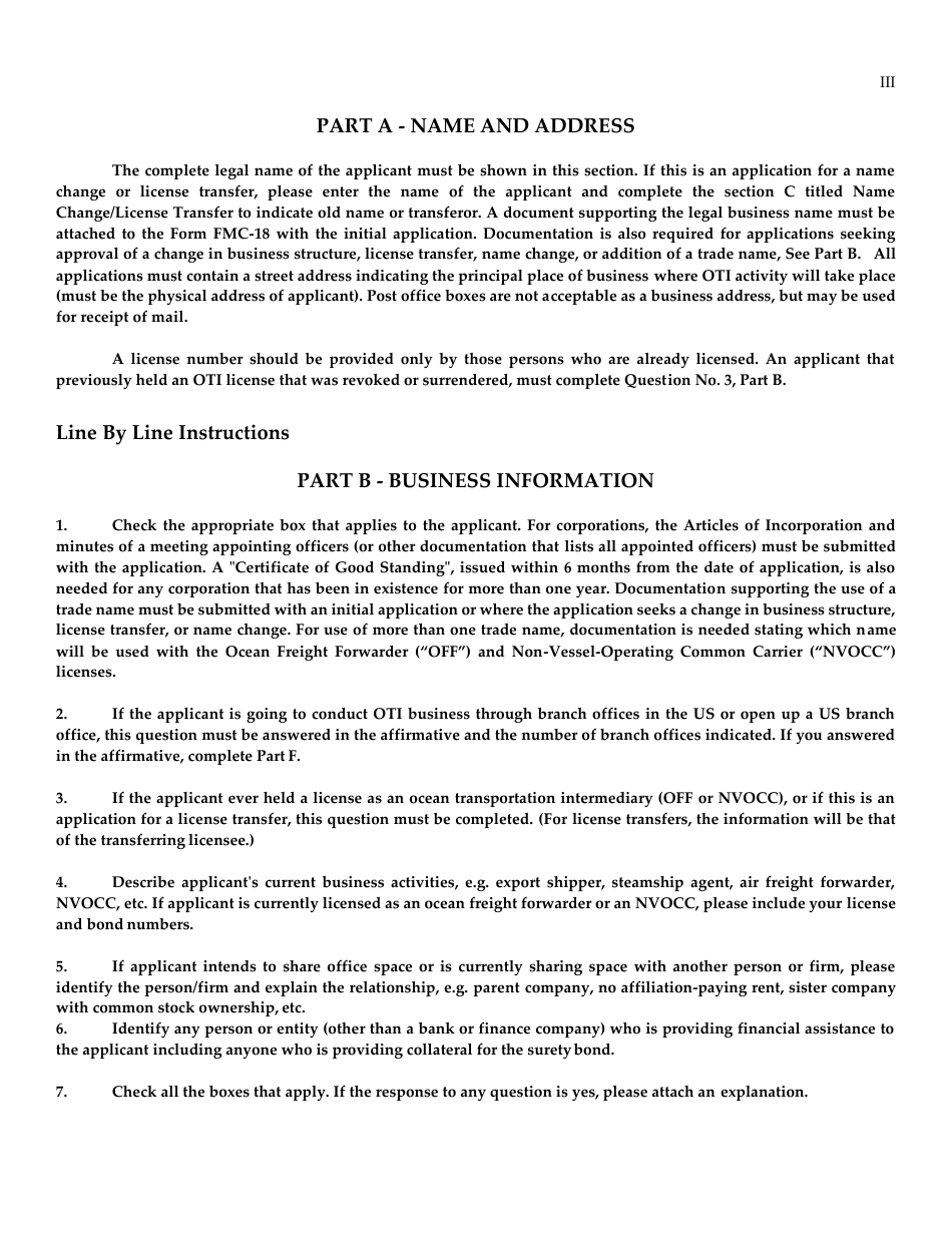 Form FMC-18 Ocean Transportation Intermediary License Application Worksheet, Page 4
