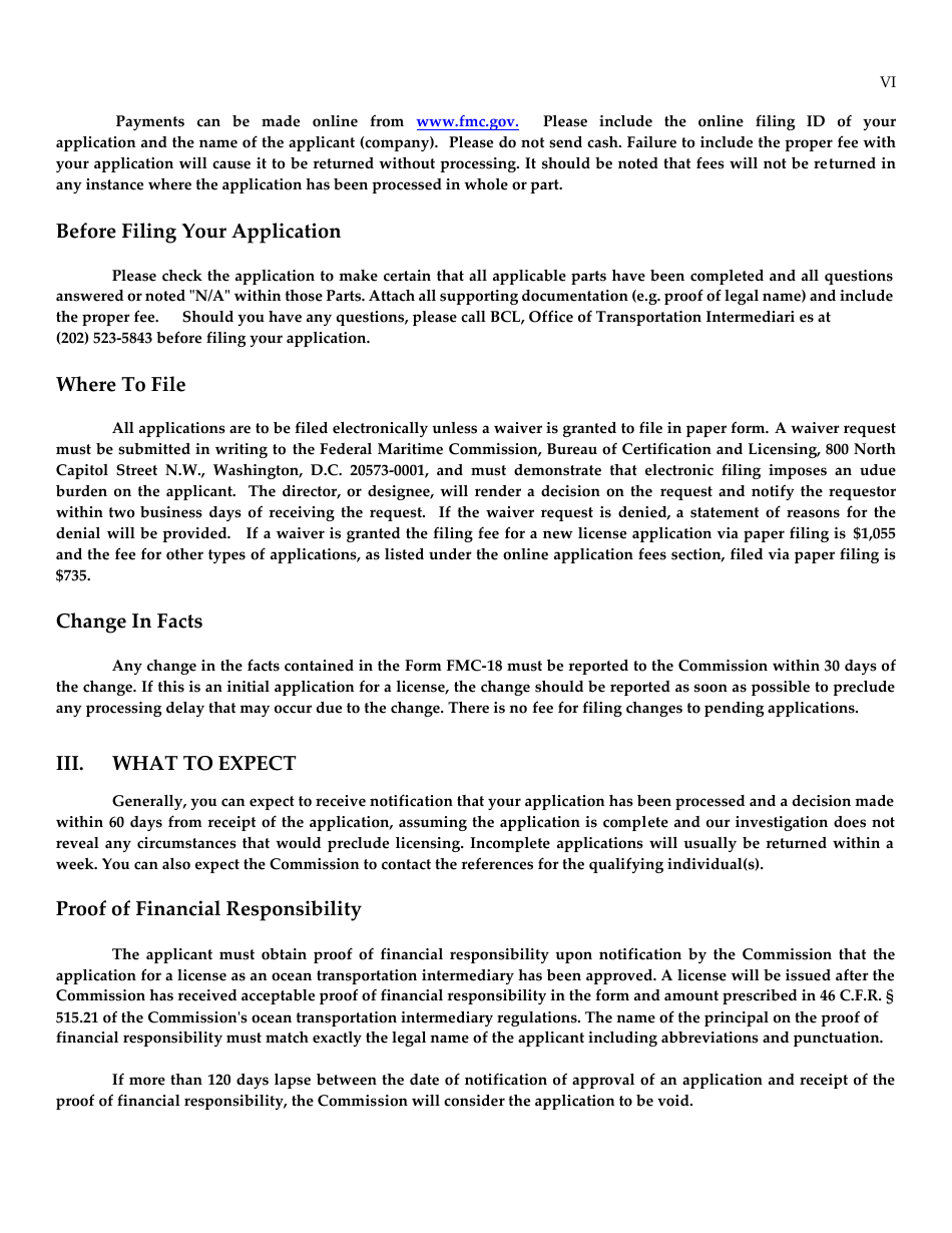 Form FMC-18 Ocean Transportation Intermediary License Application Worksheet, Page 7