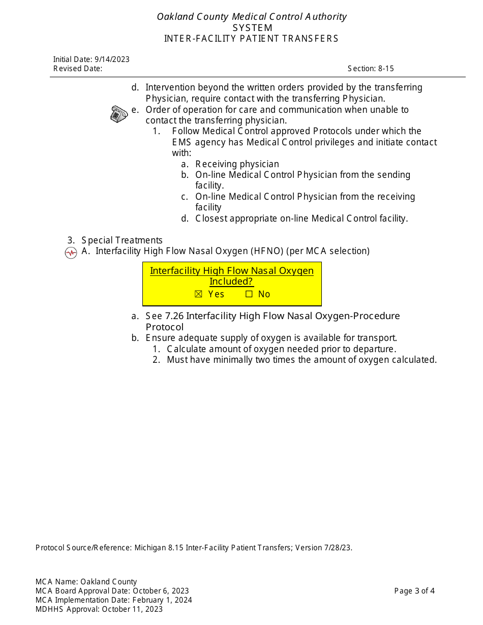 Inter-Facility Patient Transfers - Oakland County, Michigan, Page 3