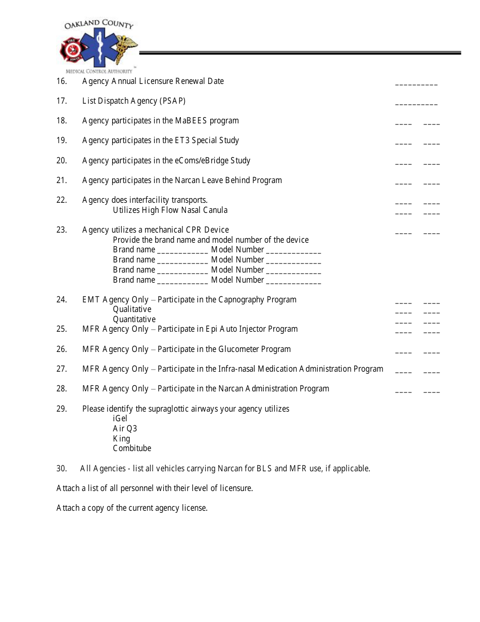 Life Support Agency Letter of Compliance - Oakland County, Michigan, Page 5