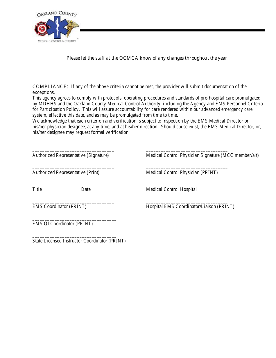 Life Support Agency Letter of Compliance - Oakland County, Michigan, Page 7