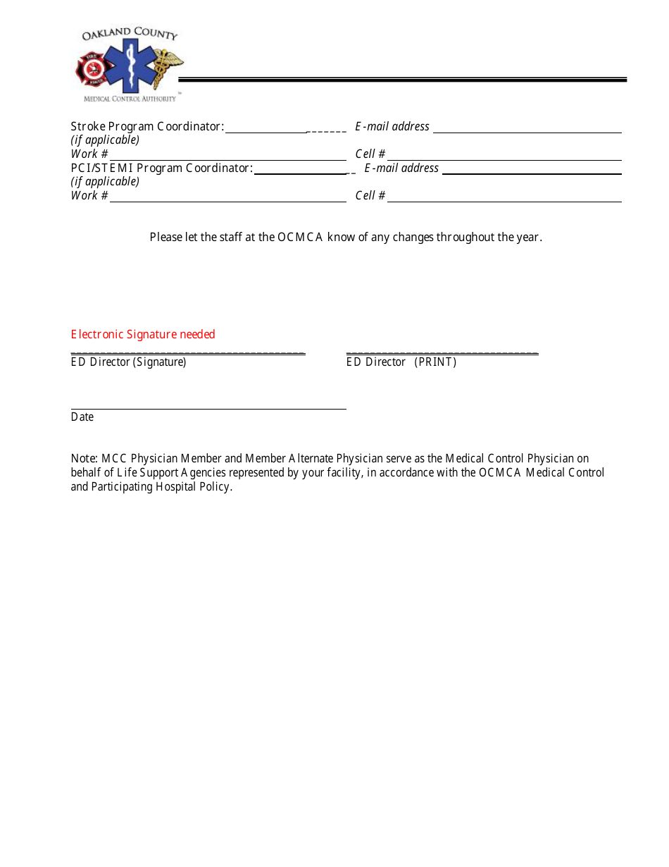 Medical Control Hospital Letter of Compliance - Oakland County, Michigan, Page 5