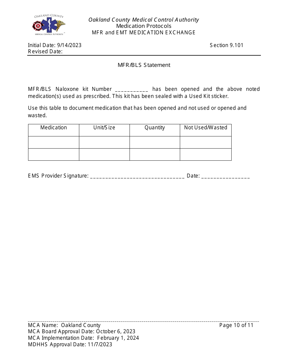 Mfr and Emt Medication Exchange: Epi-Auto Injector Exchange - Oakland County, Michigan, Page 10