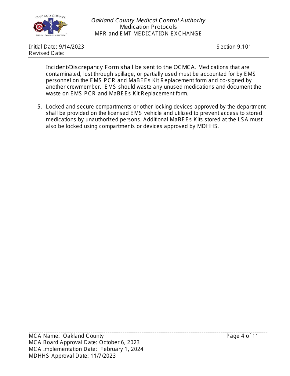 Mfr and Emt Medication Exchange: Epi-Auto Injector Exchange - Oakland County, Michigan, Page 4
