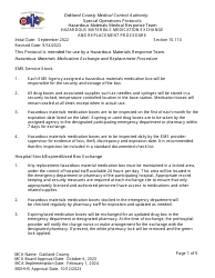 Document preview: Hazardous Materials Medication Exchange and Replacement Procedure - Oakland County, Michigan