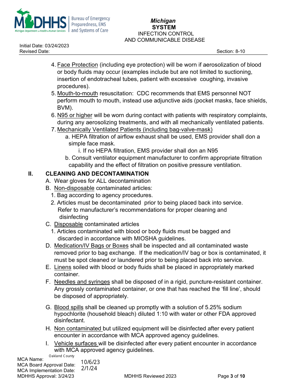 Infection Control and Communicable Disease - Oakland County, Michigan, Page 3