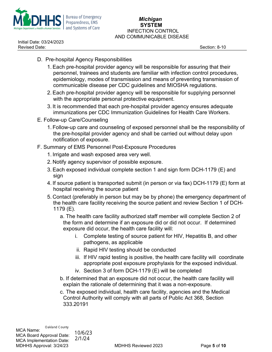 Infection Control and Communicable Disease - Oakland County, Michigan, Page 5