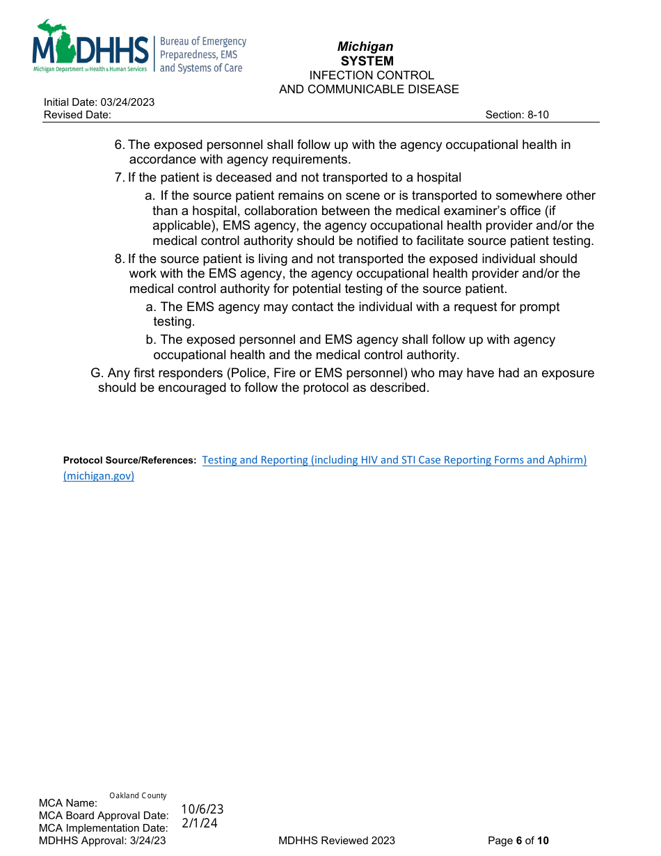 Infection Control and Communicable Disease - Oakland County, Michigan, Page 6