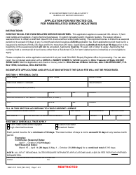 Form BMV2170 Application for Restricted Cdl for Farm Related Service Industries - Ohio
