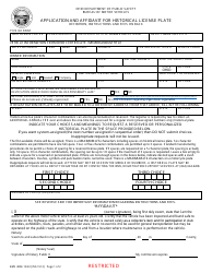 Document preview: Form BMV4806 Application and Affidavit for Historical License Plate - Ohio