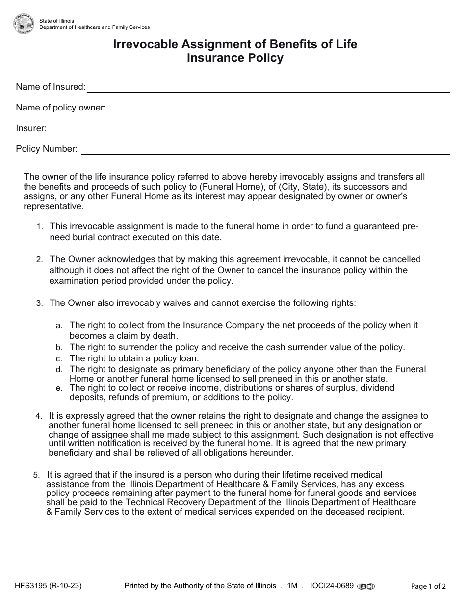 Form HFS3195 - Fill Out, Sign Online and Download Fillable PDF ...