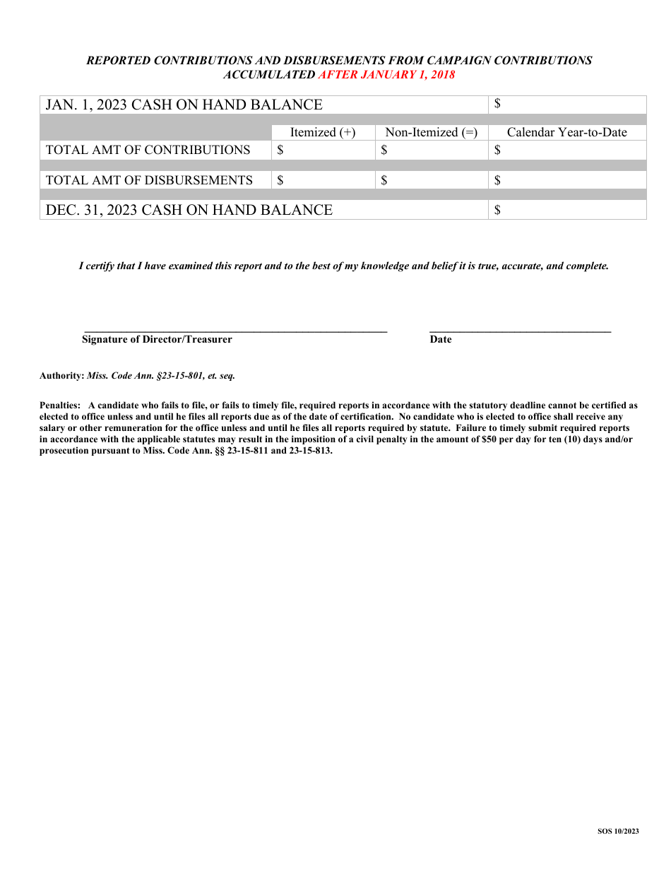 Annual Report for Candidates Committee - Mississippi, Page 2