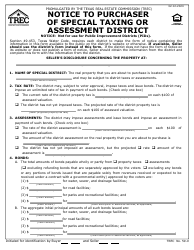 TREC Form 59 Notice to Purchaser of Special Taxing or Assessment District - Texas