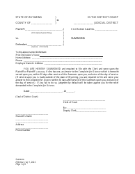 Document preview: Summons - Divorce With Minor Children - Plaintiff - Wyoming