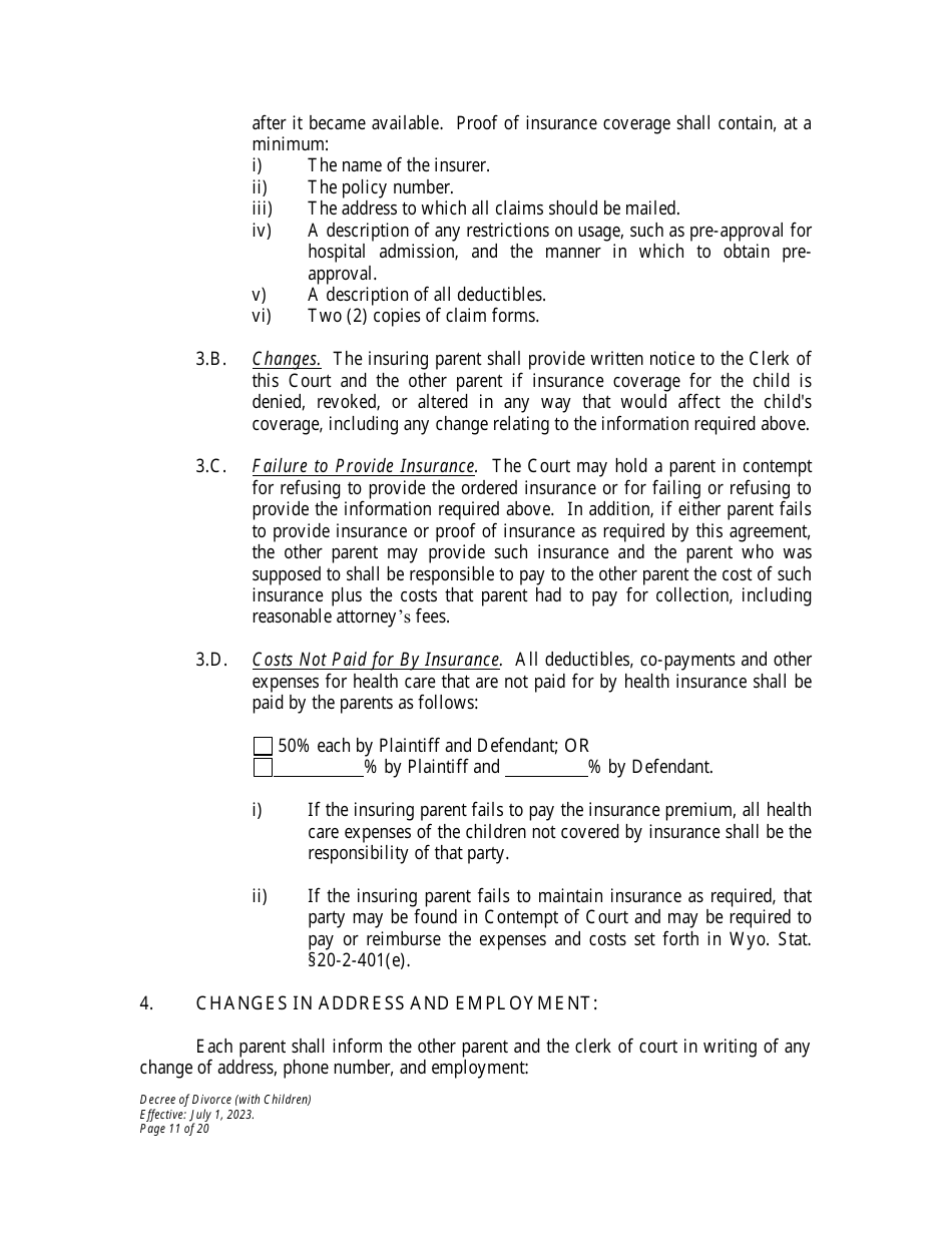 Decree of Divorce With Minor Children - Wyoming, Page 11