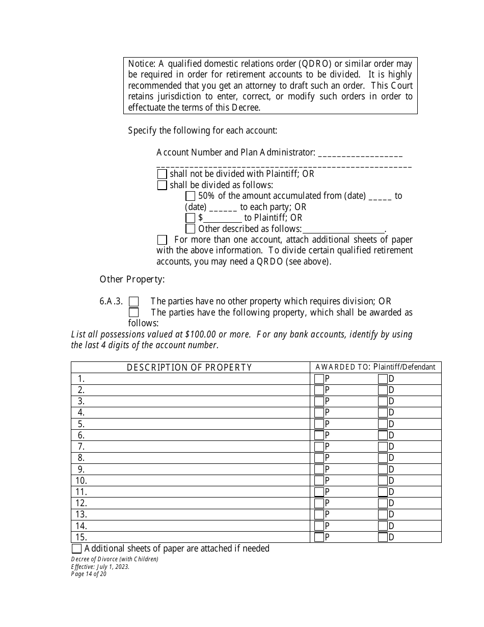 Decree of Divorce With Minor Children - Wyoming, Page 14