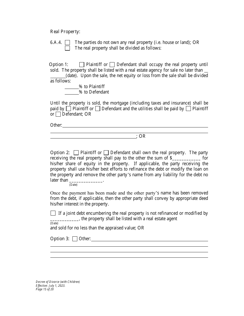 Decree of Divorce With Minor Children - Wyoming, Page 15
